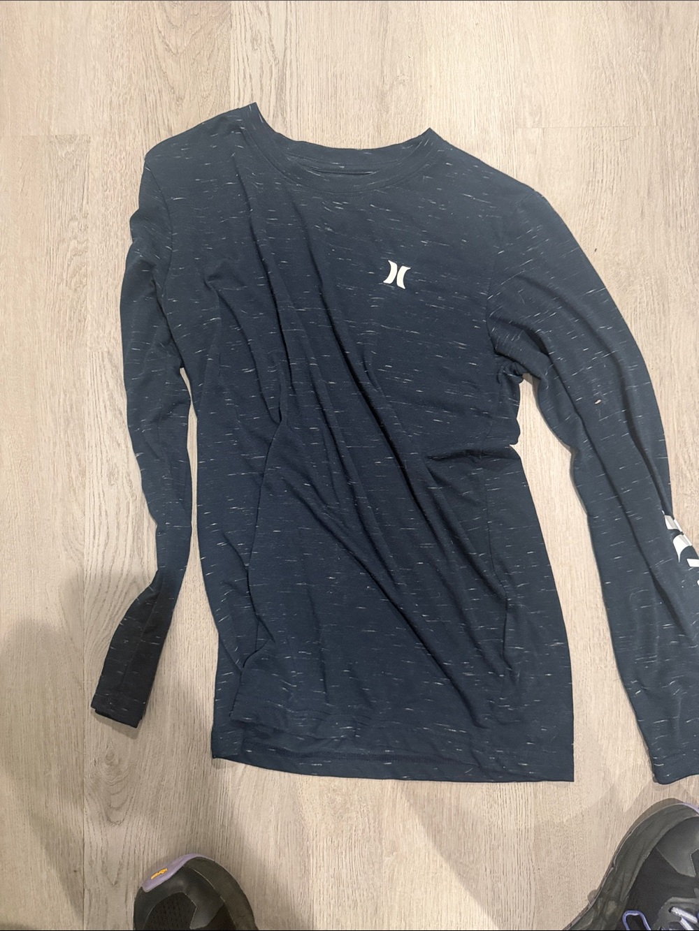 Hurley Navy Long Sleeve Crew with Flecked Detail